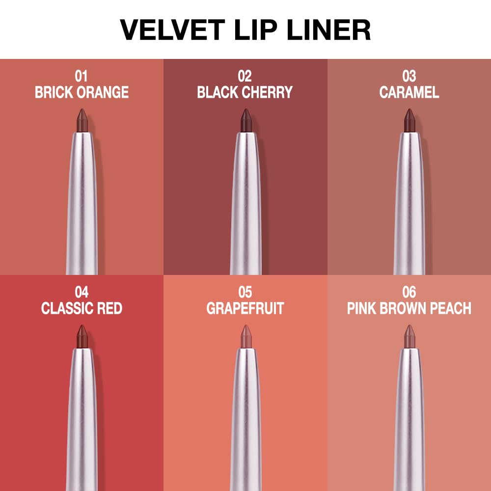 Retractable Lipliner Pencil Waterproof Makeup for Lip Liner and Eye Liner, Smooth and Creamy, Long Lasting Matte Finish, Vegan Beauty, Matte Velvet Pigmented Lip Liner (06#Peach Red, 1)