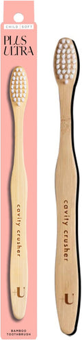 Kids Biodegradable and Eco-Friendly Bamboo Toothbrush - BPA Free Soft Bristle - Dentist-Approved and All-Natural with "Cavity Crusher" Etched on Handles by Plus Ultra
