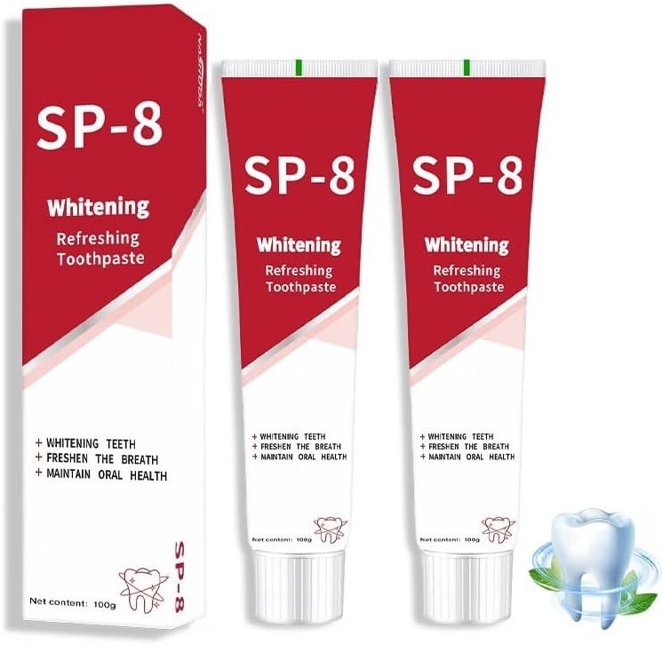 2Pcs SP8 Toothpaste,SP-8 Probiotic Whitening Toothpaste，Ultra Whitening,Provides Total Protection for Gums