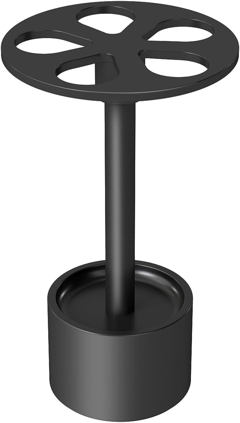 YUMORE Toothbrush Holder Stand Stainless Steel Tooth Brush Holder Bathroom Countertop Organizer Storage (Matte Black)