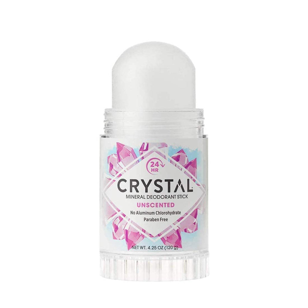 CRYSTAL Mineral Deodorant Stick - Unscented Body Deodorant With 24-Hour Odor Protection, Non-Staining & Non-Sticky, Aluminum Chloride & Paraben Free, 4.25 oz, (2 Pack) (Packaging May Vary)