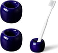 AirMoon Mini Ceramic Toothbrush Holder for Bathroom - Midnight Blue Small Countertop Organizer, Easy Clean Toothbrush Stand, Suit for Electric Toothbrush Head, Pens & Coffee Spoon, Pack of 2