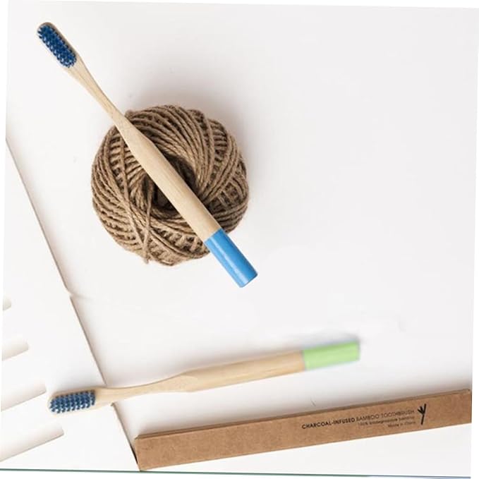 6PCS Natural Handle Toothbrush for Soft Bristles Ergonomic Anti-Slip Design Colorful Eco-Friendly Toothbrushes for Oral Care