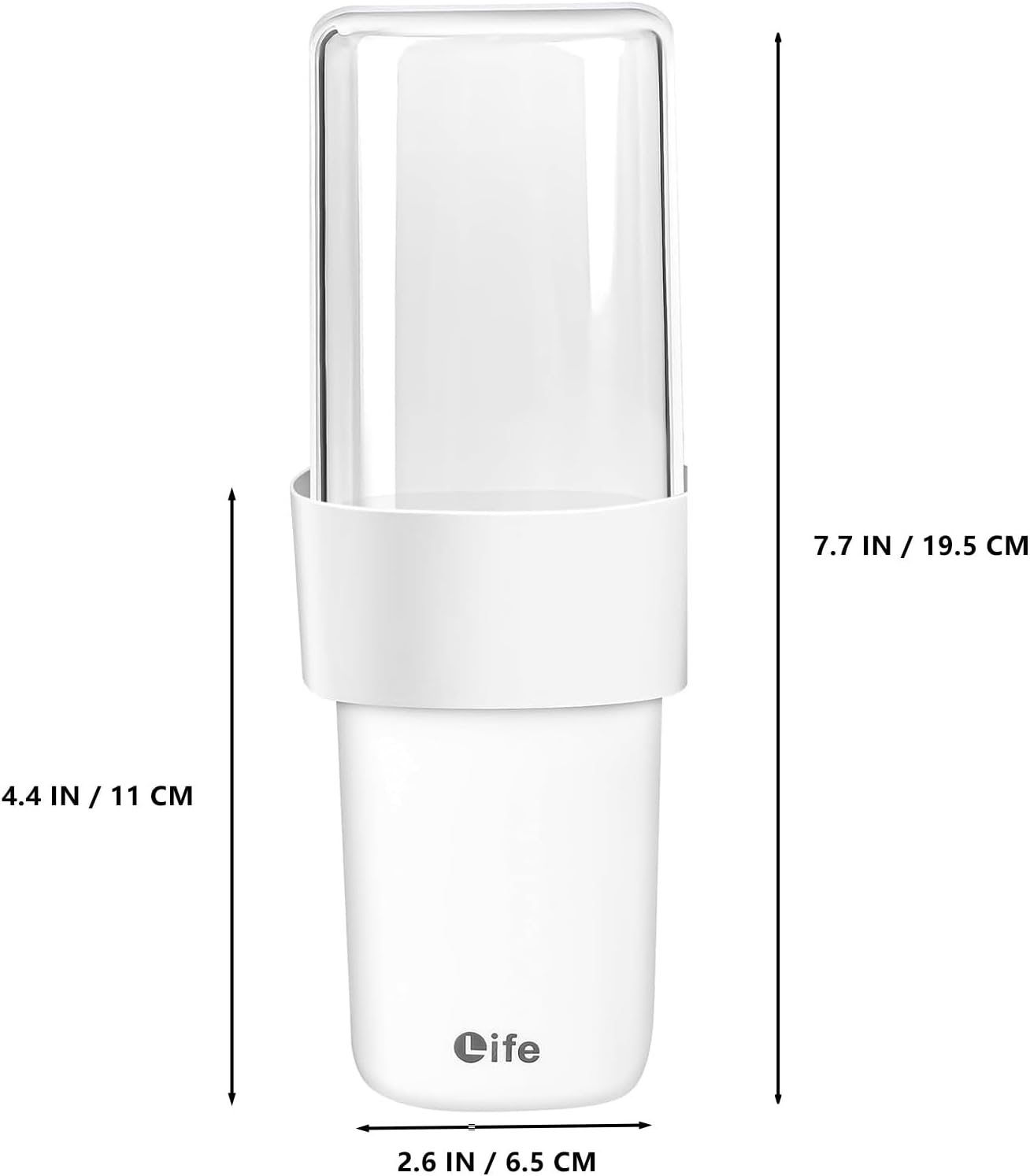 Travel Toothbrush Holder for Bathroom, 2-in-1 Secure Seal Storage Cups, 2-Pack, White and Pink