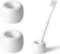AirMoon Mini Ceramic Toothbrush Holder for Bathroom - White Small Countertop Organizer, Easy Clean Toothbrush Stand, Suit for Electric Toothbrush Head, Pens & Coffee Spoon, Pack of 2