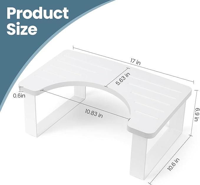 Bathroom Stool,Bamboo Toilet for Bathroom,Toilet Stools,Potty for Pooping,Poop Stool,Toilet Step Toddler,Portable Squatting Pan with Dual Anti Slip Design,Stain,Scratch,CrackProof(White)