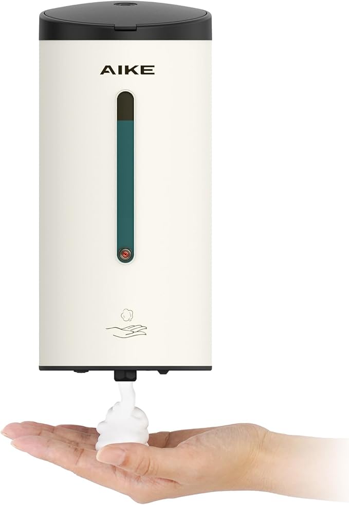 AIKE Wall Mount Automatic Foam Soap Dispenser 25 OZ Commercial Large Capacity Stainless Steel Model AK1205FA(Matte White)