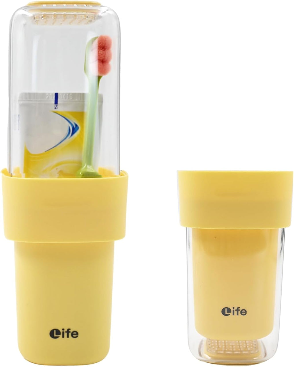 Travel Toothbrush Holder, Covered Toothbrush Cup Holders, Toothbrush and Toothpaste Travel Case, Toothbrush Storage Organizer Container for Traveling Bathroom (Yellow)