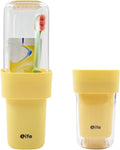 Travel Toothbrush Holder, Covered Toothbrush Cup Holders, Toothbrush and Toothpaste Travel Case, Toothbrush Storage Organizer Container for Traveling Bathroom (Yellow)