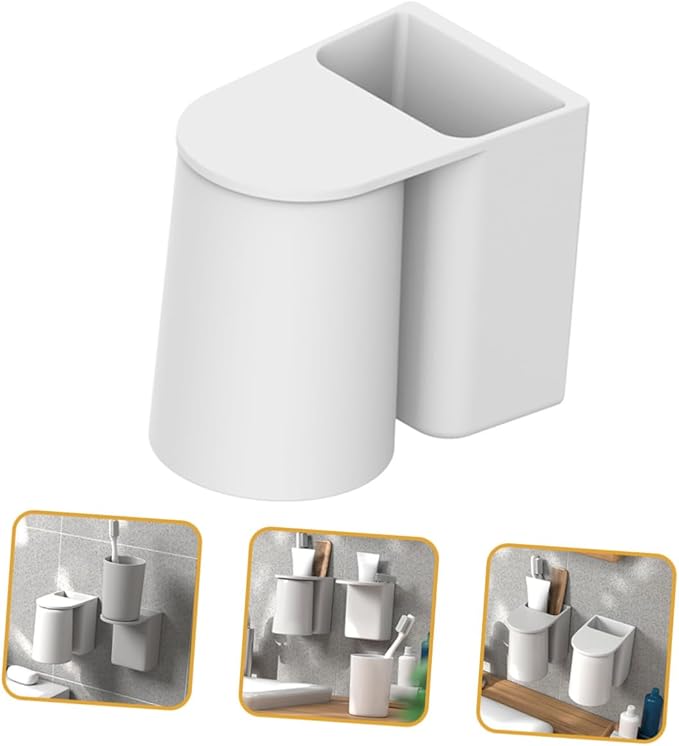 Self-draining Magnetic Toothbrush Cup with Wall-mounted Abs Holder Easy Installation Bathroom Shelf for Electric Toothbrush Storage Dust-resistant and Quick Dry Design White