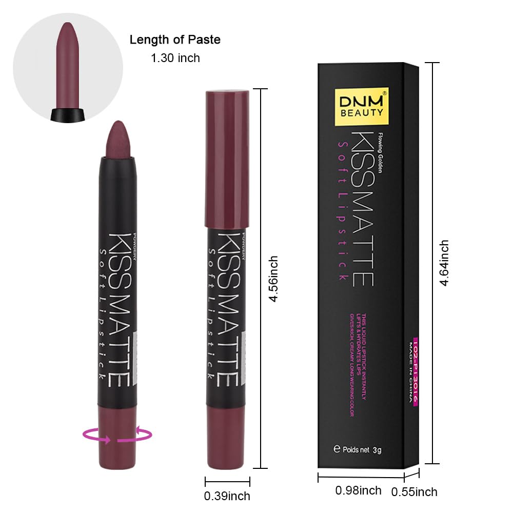 evpct 1Pcs Dark Grape Purple Matte Lipstick and Lip Crayon Liner Pencil Set for Women Lip Stain Long Lasting Waterproof labiales mate magicos 24 horas originales pintalabios permanente 24 horas 03