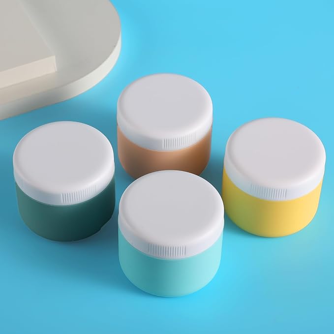 Travel Containers for Toiletries, Silicone Cream Jars BPA-Free, Leak-proof 3oz Travel Size Containers, Portable Size Silicone Jars with Lid for Cosmetic Face Hand Body Cream (4 Pack)