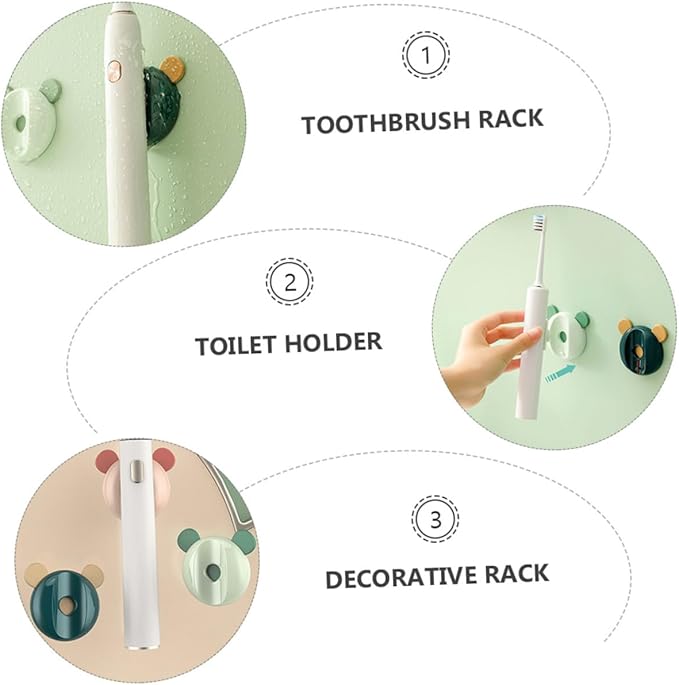 Uonlytech 4pcs Magnetic Toothbrush Rack Electric Toothbrush Holder for Bathroom Wall Mount Mixed Colors Elegant Chic Design for Organized Countertop Storage