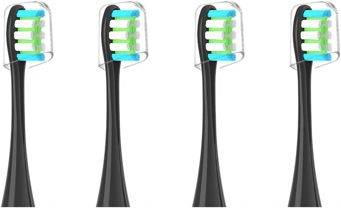 GTHUNDER Electric Rreplacement Toothbrush Heads Suitable for Oclean.with Hygienic Caps,Vacuum-Packed.Fits Adapted for All Oclean Models x pro Elite, X, X Pro,Flow,F1,Air 2-4Pcs(Black)