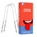 Tongue Scraper for Adults Oral Care Tongue Cleaner Reduce Bad Breath Metal Tongue Scrubber Stainless Steel (Silver, Pack of 2)