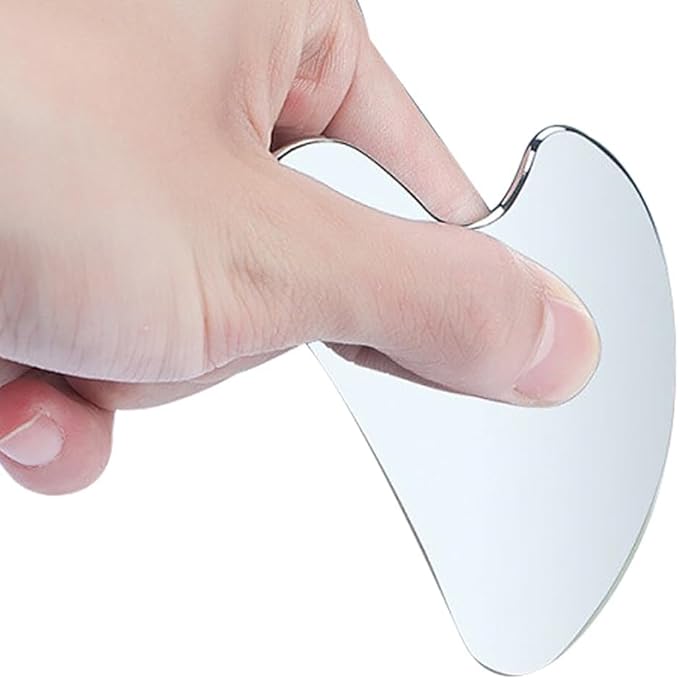 Stainless Steel Gua Sha Facial Massage Tool – Metal Guasha Scraper for Face, Jawline, Neck & Body – Skin Tightening, Puffiness Reducing, Sculpting & Relaxation – Perfect Beauty & Skincare Gift