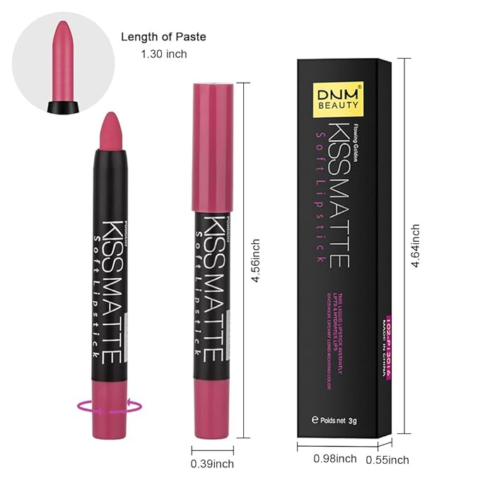BINGBRUSH Smooth Longwear Lipstick Pack Set, Matte Color Stick Ultimate Lip Crayon for Makeup Collection - Waterproof Velvet Lipgloss Lip Stain (16#)