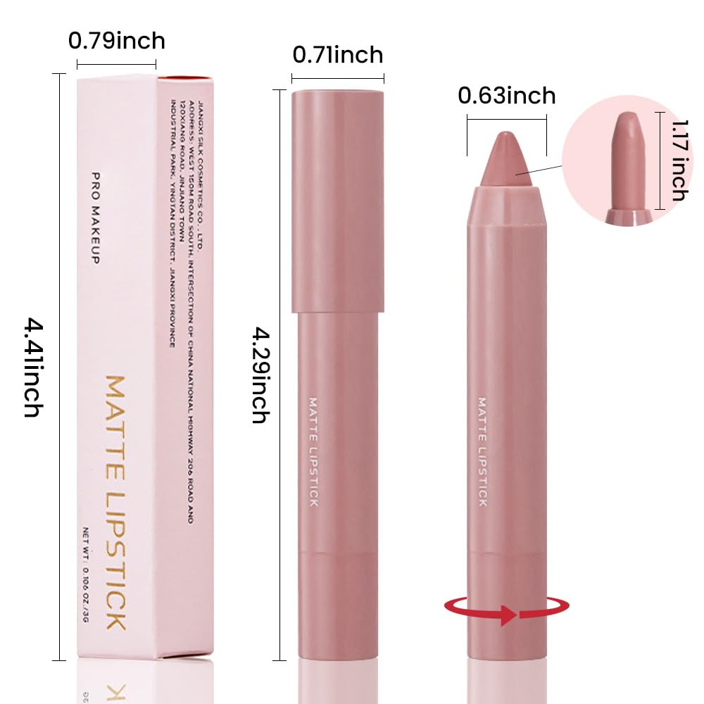 BINGBRUSH 6Pcs Lip Crayon Matte Lipstick,lip stain long lasting waterproof Longwear Lipstick Set Moisture Smooth Lip Liner color stay lipsticks Makeup for Women (6pcs)