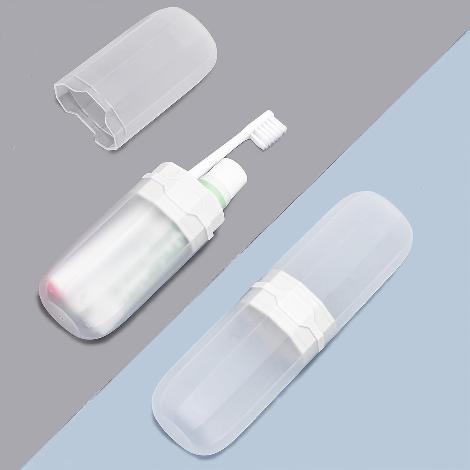 Yeeco Toothbrush Case 2 Packs, Transparent White Toothbrush Travel Case, Plastic Toothbrush Holder Travel, 7.9”×2.1”×1.2” Portable Toothbrush Case for Traveling