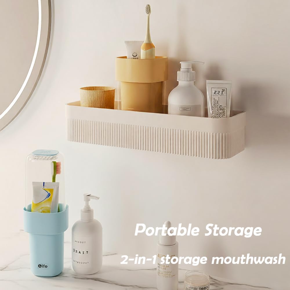 Travel Toothbrush Holder, Covered Toothbrush Cup Holders, Toothbrush and Toothpaste Travel Case, Toothbrush Storage Organizer Container for Traveling Bathroom(Blue)