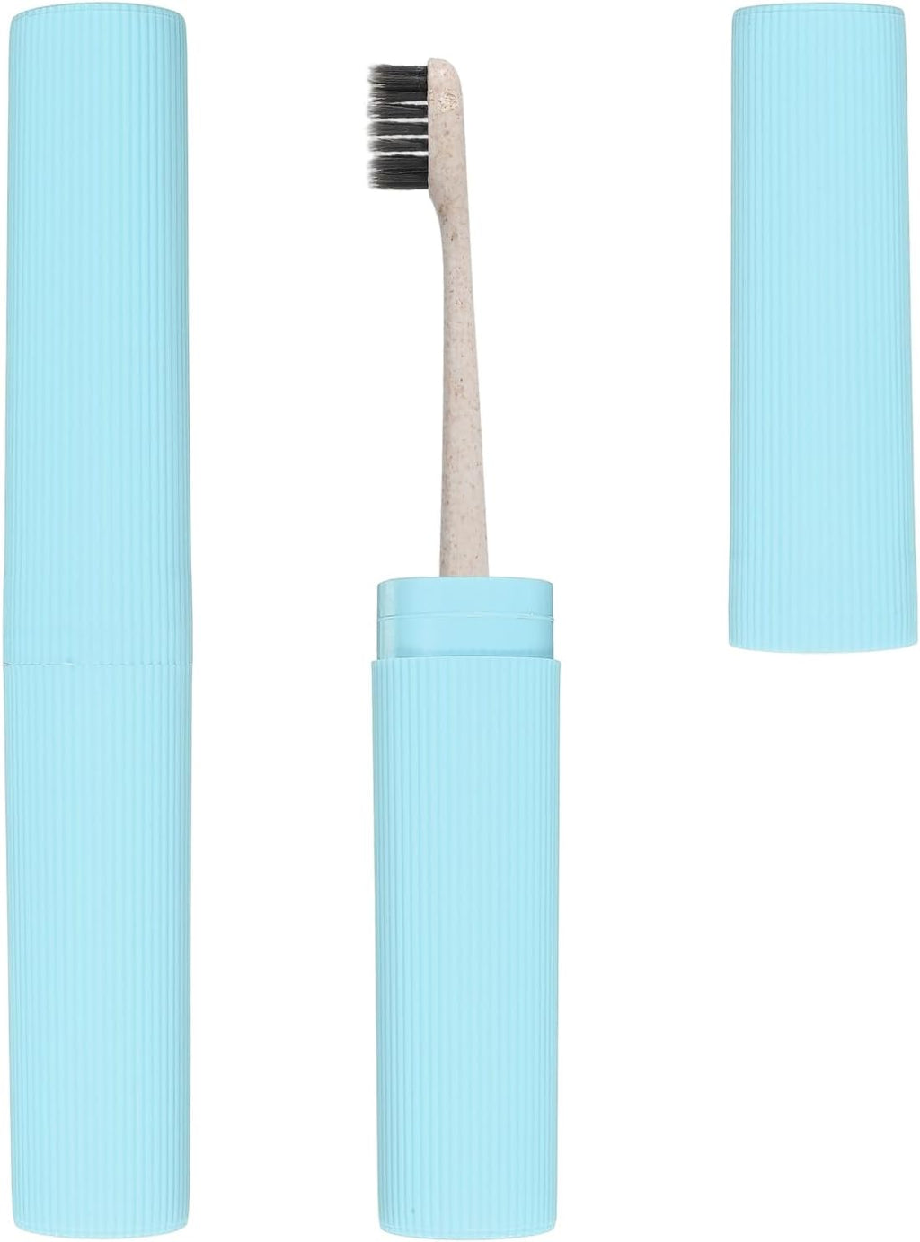 uxcell 2Pcs Travel Toothbrush Case, 7.9x1.2x1.2 Portable Travel Toothbrush Holder with Stripe, Plastic Toothpaste Container for Bathroom, Gym, Business Trip, Camping, Blue