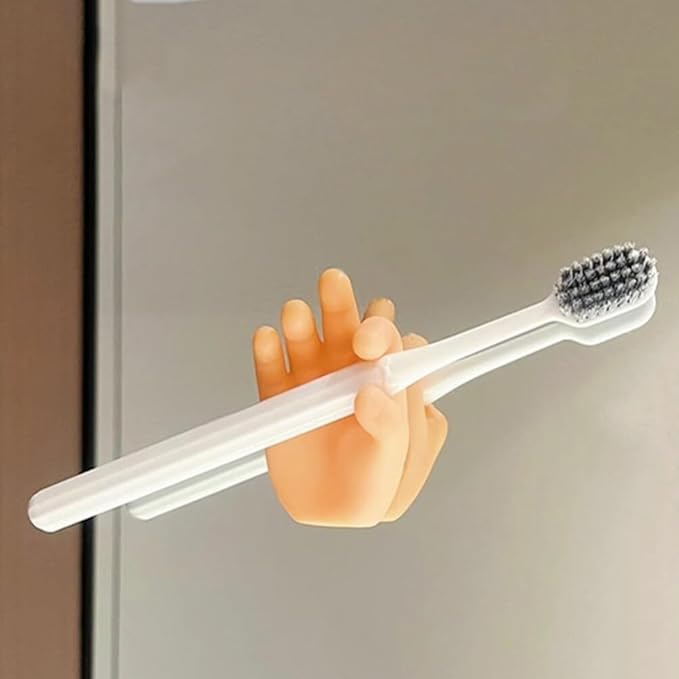 2Pcs Cartoon Toe Finger Toothbrush Holder with Suction Cup Wall-Mounted Bathroom and Kitchen Storage Organizer