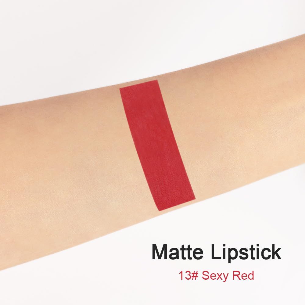 evpct 1Pcs Red Matte Lipstick and Lip Crayon Liner Pencil Pen Set for Women Lip Stain Long Lasting Waterproof labiales mate magicos 24 horas originales pintalabios permanente 24 horas 13