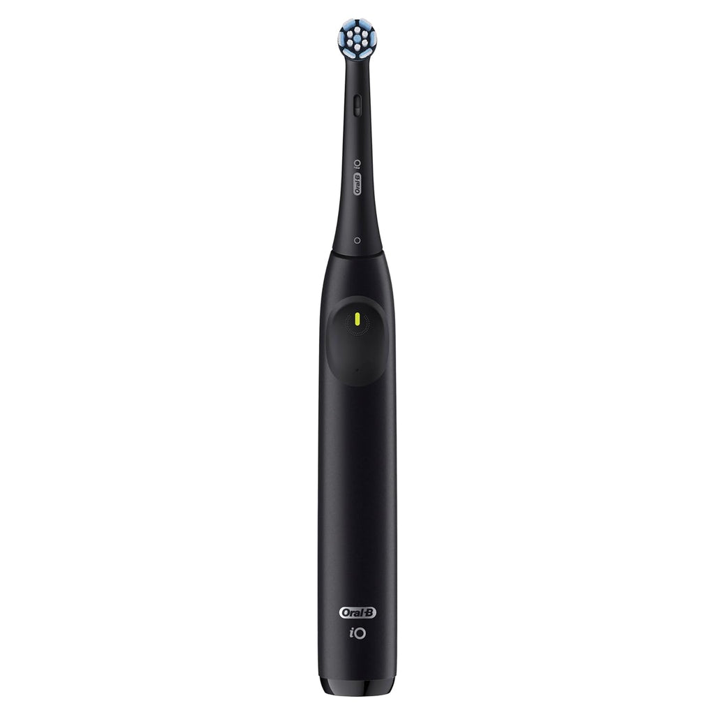 Oral-B iO Series 2 Rechargeable Electric Powered Toothbrush Starter Kit, Night Black with 2 Brush Heads - Automatic Pressure Sensor to Protect Gums - 3 Modes - 2 Min Timer