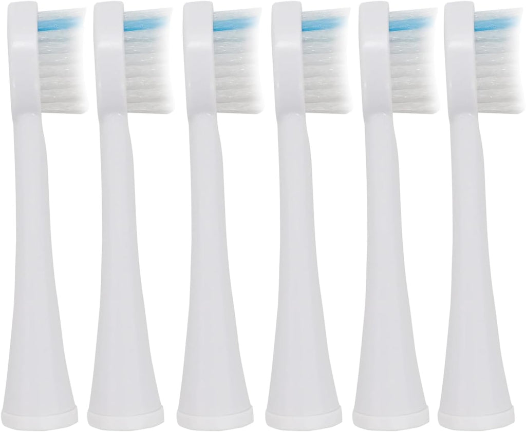 Toothbrush Heads Replacement for Waterpik SF-02W, SF-03W, SF-01W Sonic Fushion 2.0 Model, Brush Head with Cover 6 PCS, White