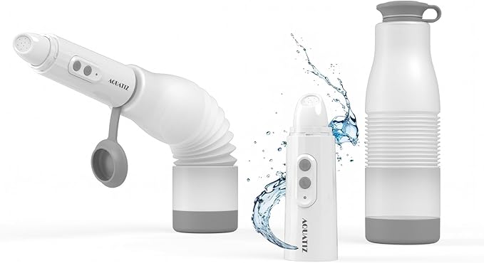 Upgraded Portable Bidet for Travel – Extendable Water Bottle (350–550ml), IPX7 Waterproof, 2 Spray Modes & Water Pressures, Rechargeable (60 Uses), Compact Handheld Hygiene Washer