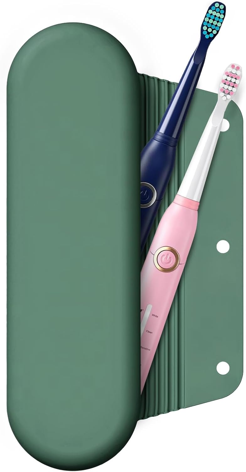 Silicone Electric Toothbrush Travel Cover, Toothbrush Travel Containers Bag Case,Keeps Toothbrush Fresh and Clean, Fits Most Manual and Electric Toothbrushes - Midnight Green