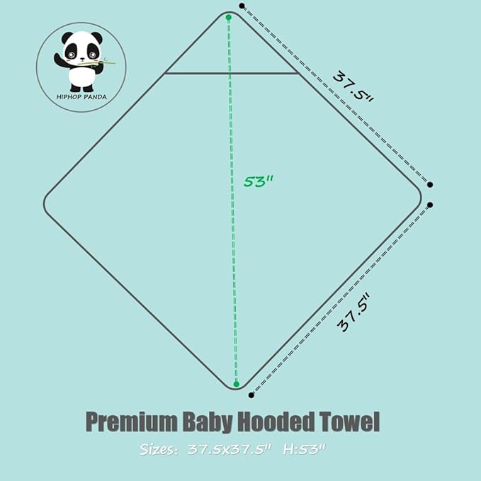 HIPHOP PANDA Hooded Towel - Rayon Made from Bamboo, Bath Towel with Bear Ears for Newborn, Babie, Toddler, Infant - Absorbent Large Baby Towel - Grey Elephant, 37.5 x 37.5 Inch