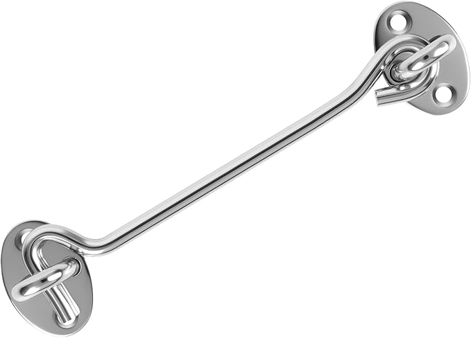 6" Silver Stainless Steel Gate Latch, Barn Door Lock with Screws, Privacy Hook for Inside Door, Fence, Window, 4 PCS