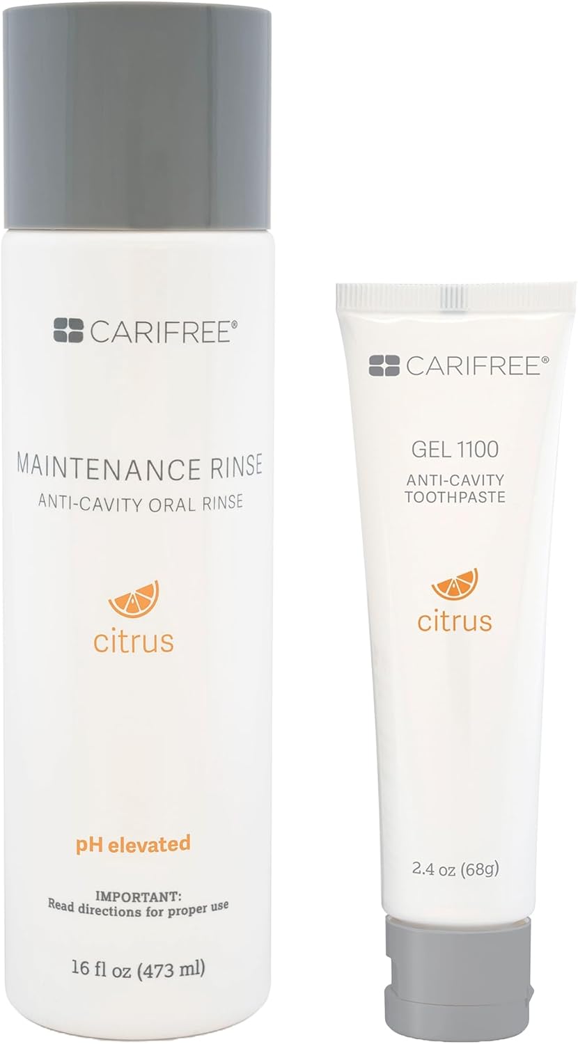 CariFree Maintenance & Prevention Kit, Citrus Flavored | Anti-Cavity Fluoride Toothpaste & Mouthwash Freshens Breath and Moistens Mouth | Dentist Recommended for Oral Care (2 Piece Set)