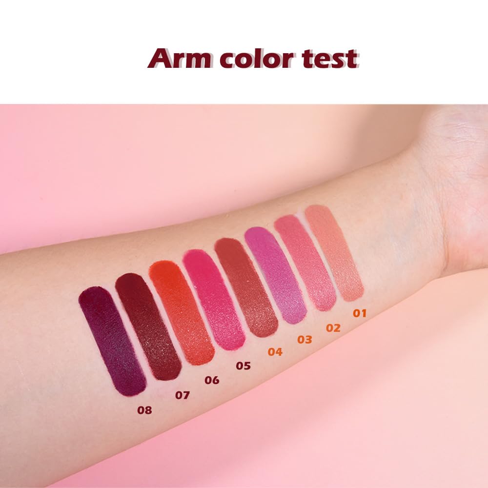 4Pcs Matte Lipstick Set for Women, Hot Pink Orange Red Maroon Plum Purple LIpstick Lip Balm, Long Lasting Waterproof Transfer-Proof Vegan Lip Gloss Products Makeup All-Day Formula SetA02