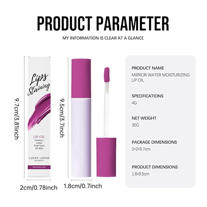 Nourishing High-Shine Lip Gloss,Hydrating & Moisturizing Lip Tint, Non-Sticky, Long-Lasting Glossy Lip Stain,Softens & Plumps Lips for Smooth,Gentle Formula for Dry Lips 01#Magenta