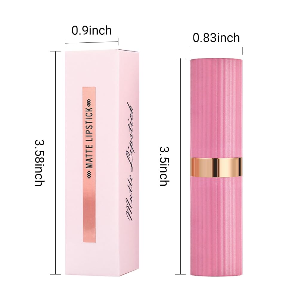 Pink Nude Lip Stick,Matte Cream Lipstick Set for Women,Long Lasting Waterproof Smudge Proof Velvet lipsticks Crayon,Lip Makeup Kit Travel Size,Vegan & Cruelty-free (Pack of 1)