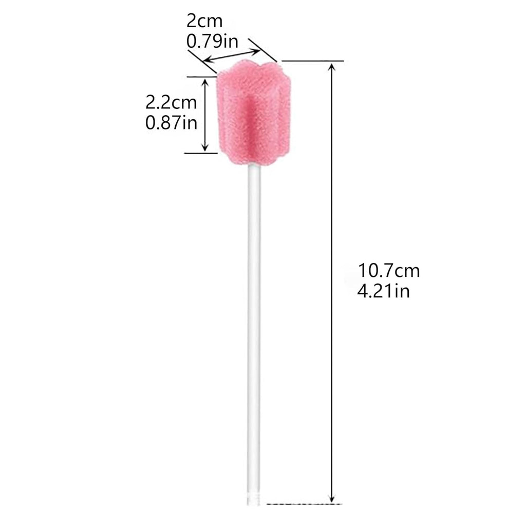 100Pcs Disposable Mouth Sponge Swabs Elderly Kids Adults Tooth Mouth Cleaning Individually Wrapped (Pink)