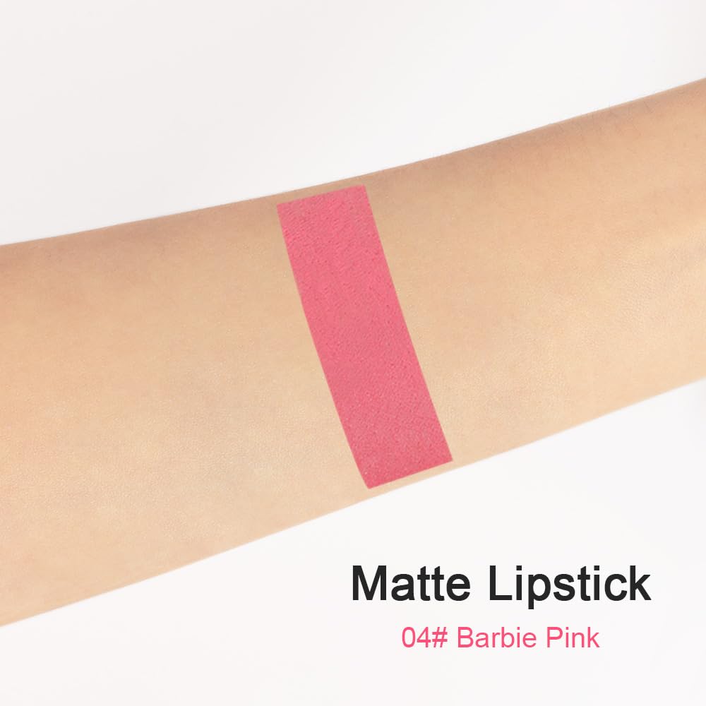 evpct 1Pcs Pink Matte Lipstick and Lip Crayon Liner Pencil Pen Set for Women Lip Stain Long Lasting Waterproof labiales mate magicos 24 horas originales pintalabios permanente 24 horas 04