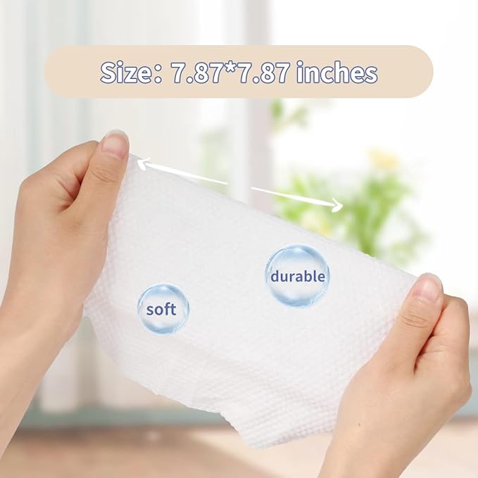 Disposable Face Towel, MSOEUESO Cotton Facial Tissues, Dry Face Cloths, Thick Facial Wipes, Makeup Remover Wipes, Ultra Soft for Adults and Baby 100 count, 1 pack