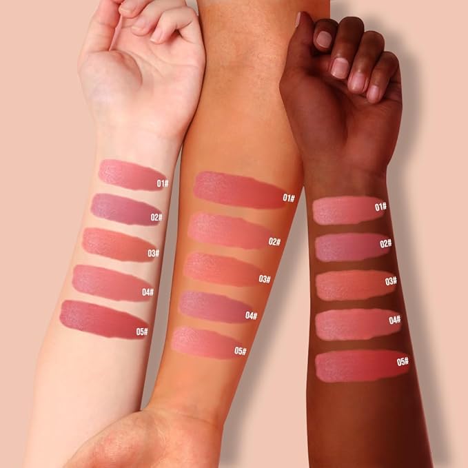 Matte Lip Stain – High Pigment Non-Transfer Matte Liquid Lipstick, Long-Lasting Waterproof Smudge-Proof Lip Color, Lightweight Comfortable Velvet Finish Lip Tint 02#（5PCS）