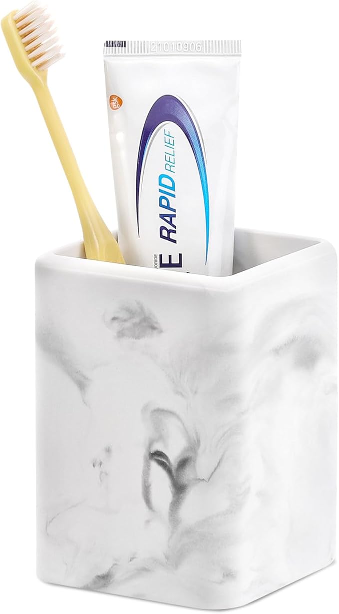 Luxspire Toothbrush Holders, Fast Drying Toothbrush Holders for Bathroom, Diatomite Toothbrush Cups Electric Toothbrush and Toothpaste Holder for Bathroom Countertop, Marble