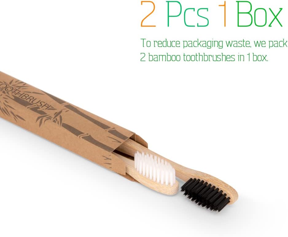 Virgin Forest Bamboo Toothbrushes, 8 Pcs Soft Bristle Toothbrush, Eco-Friendly Toothbrushes, Biodegradable Toothbrushes, Natural Wooden Toothbrush, Charcoal Toothbrushes