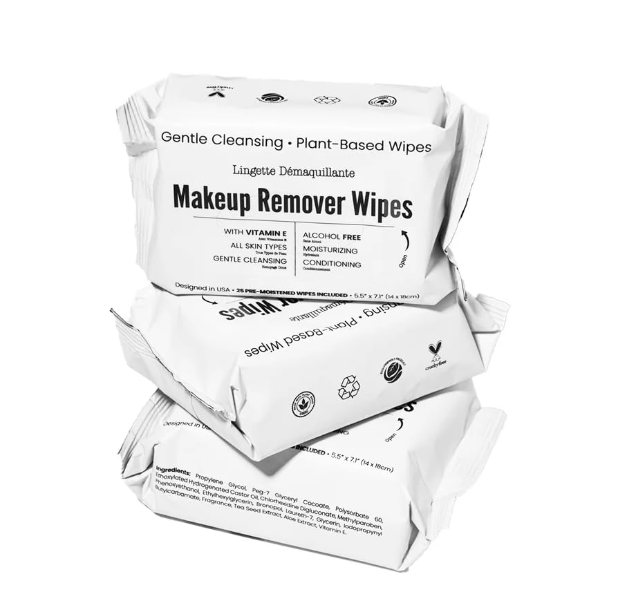 World Amenities - Bulk Makeup Remover Wipes - 25 Wipes per Bulk Pack - Resealable Packaging for Convenience