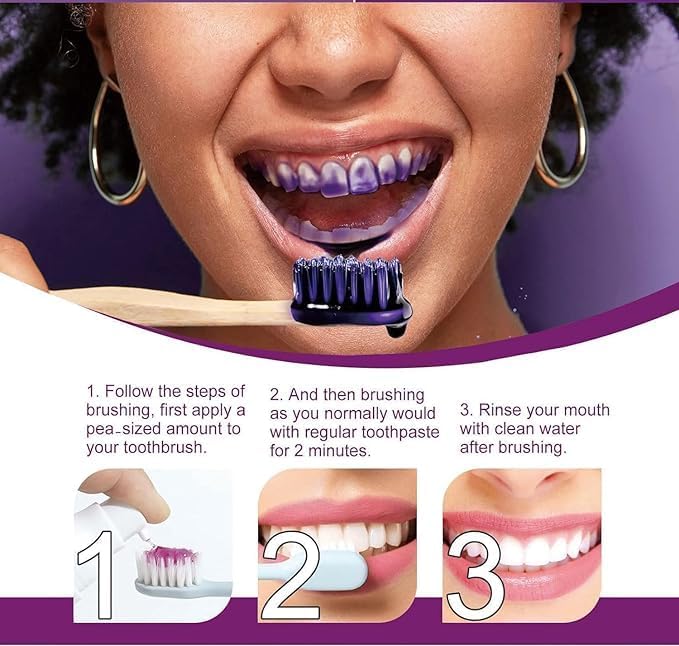 Purple Toothpaste for Teeth Whitening, Purple Whitening Toothpaste for Adults,Tooth Stain Remover Gel - Tooth Whitener Suitable for Smoking, Coffee, and Removing Dental Stone ﻿ ﻿ ﻿