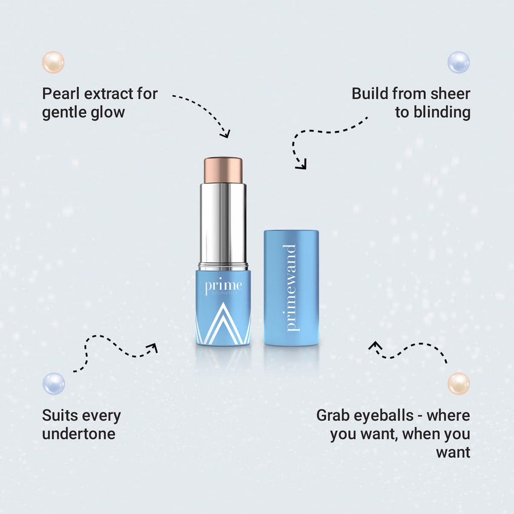 Prime Prometics PrimeWand Pearl Stunning & Natural Pro-Age Makeup Highlighter Stick for Mature Women Infused With Pearl Extract