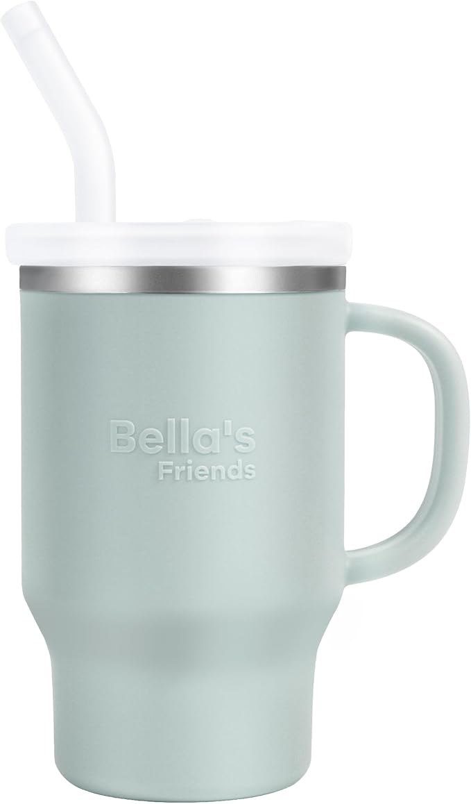 Bella's Friends Handy Mini Tumbler – Adorable 9 oz Sippy Cup for Toddlers 1-3 years old, Flexible Straw, Stainless Interior & Silicone Body, Leak‑Proof, Dishwasher Safe, Ideal for Travel or At Home