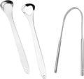 tooloflife 3 Packs Tongue Scraper Kit Stainless Steel Tongue Cleaner Tongue Brush for Reduce Bad Breath and Fresh Breath (Silver)