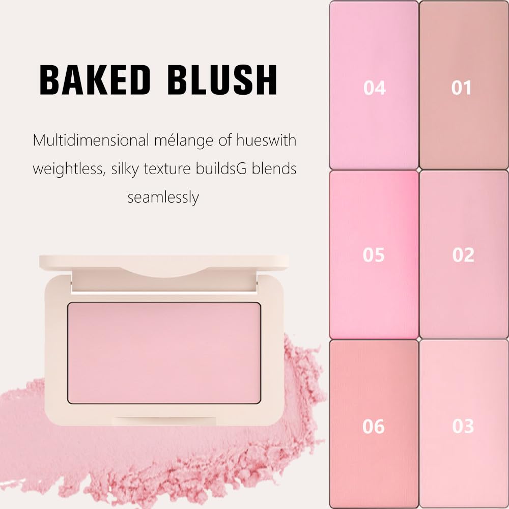 Nude Pink Matte for Face Cheeks Blush, Natural Cream Blushes Makeup Palette, Light Monochrome Blush Creamy Powder Palette Makeup for Older Women, Blushes Eyeshadow Foundation for Every Day 02