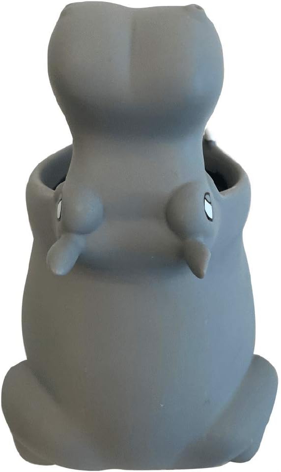 Lily’s Home-Kids Toothbrush Holder Toothbrush Organizer – Durable Silicone Animal Tooth Brush Holder – Easy to Clean Toothbrush and Toothpaste Holder – Baby Toothbrush Holders for Bathrooms-Hippo